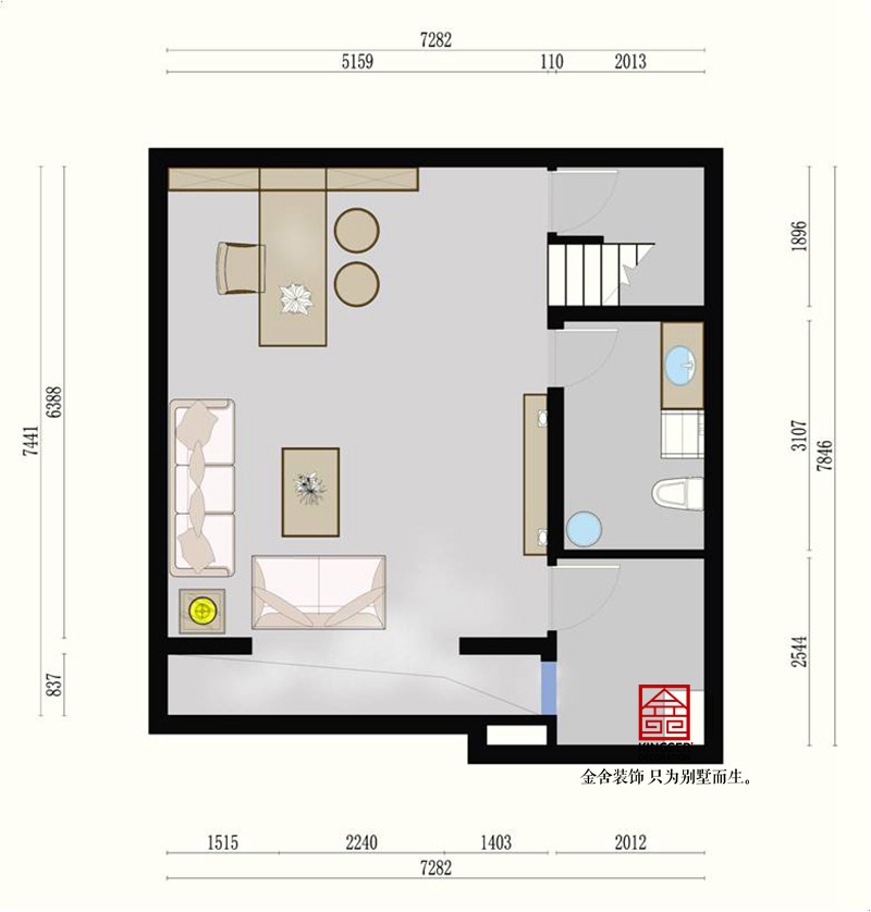 西山林語-260平米-負一層平面布局圖