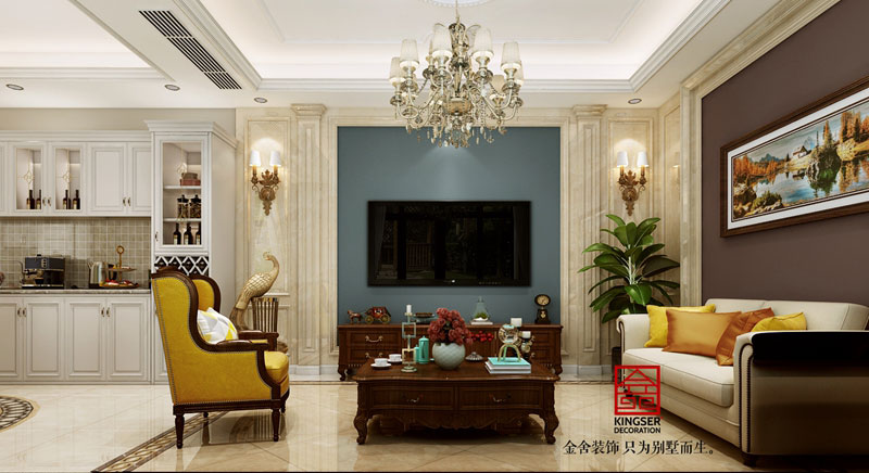 龍湖天宸原著-美式風格客-餐廳效果圖