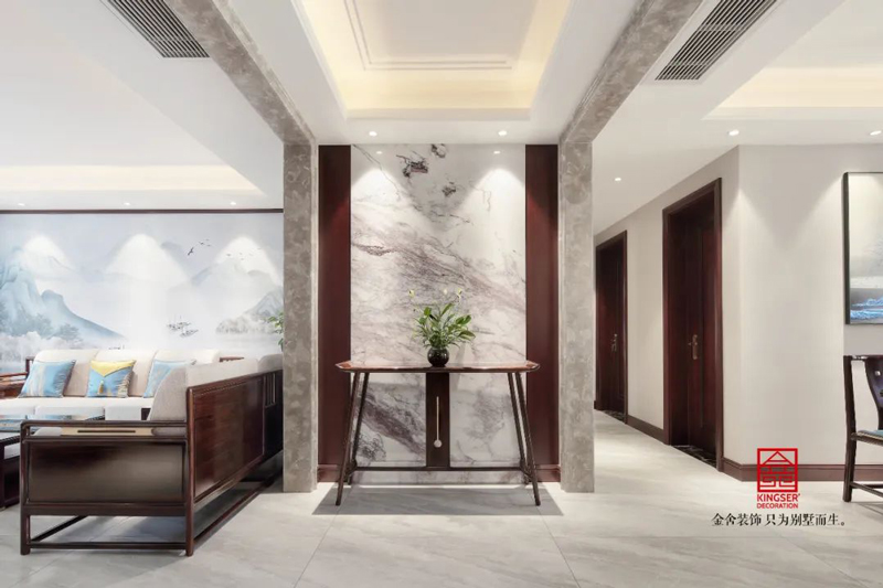 保利拉菲150㎡新中式風(fēng)格玄關(guān)設(shè)計(jì)實(shí)景圖