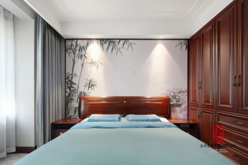 保利拉菲150㎡新中式風(fēng)格臥室設(shè)計(jì)實(shí)景圖