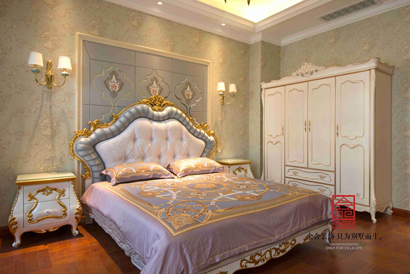 鑫界王府600平別墅裝修設(shè)計歐式風(fēng)格臥室實景圖
