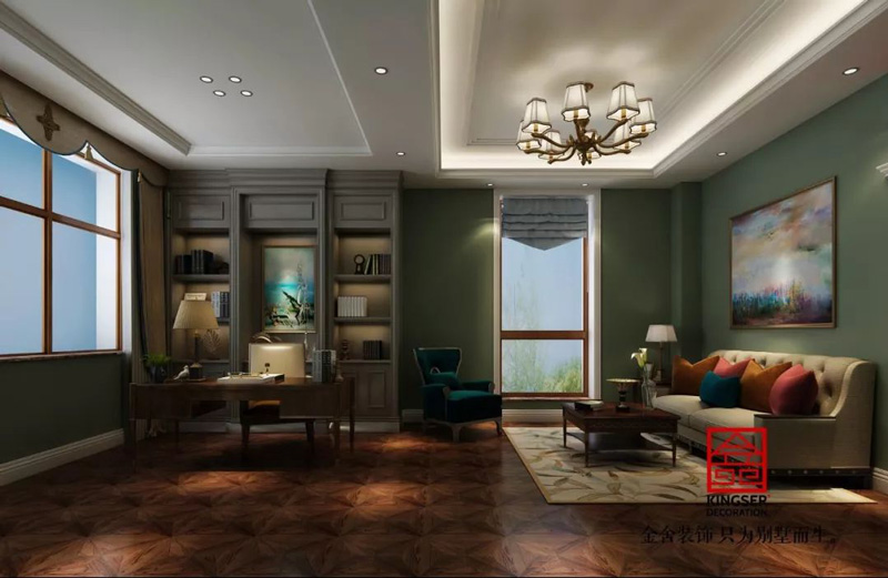 自建別墅800㎡裝修設計-簡約美式效果圖