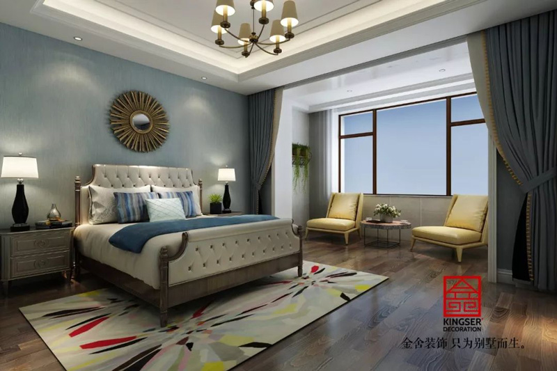 自建別墅800㎡裝修設計簡約美式臥室實景圖