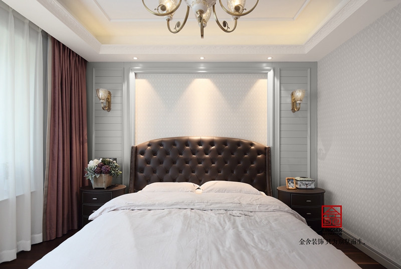 榮盛華府185㎡美式風格裝修臥室實景圖