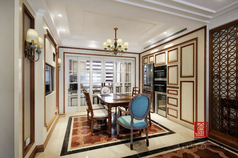 天海譽天下217㎡裝修簡約美式餐廳設(shè)計實景案例
