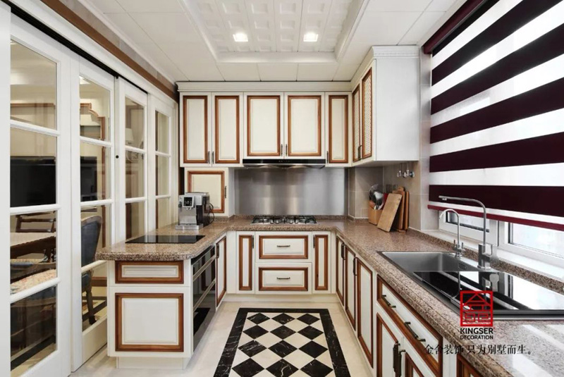 天海譽天下217㎡裝修簡約美式廚房設(shè)計實景案例