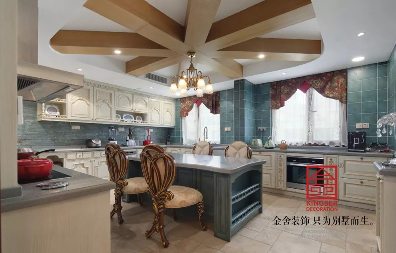 國賓壹號280㎡美式裝修廚房實景圖
