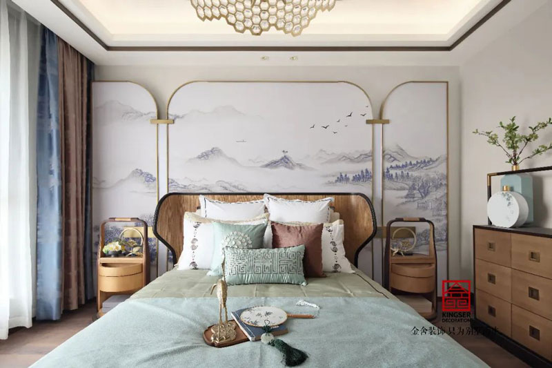天海容天下170平樣板間裝修新中式風格問臥室實景圖