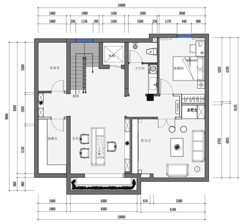 西山林語365㎡負一平面布置圖