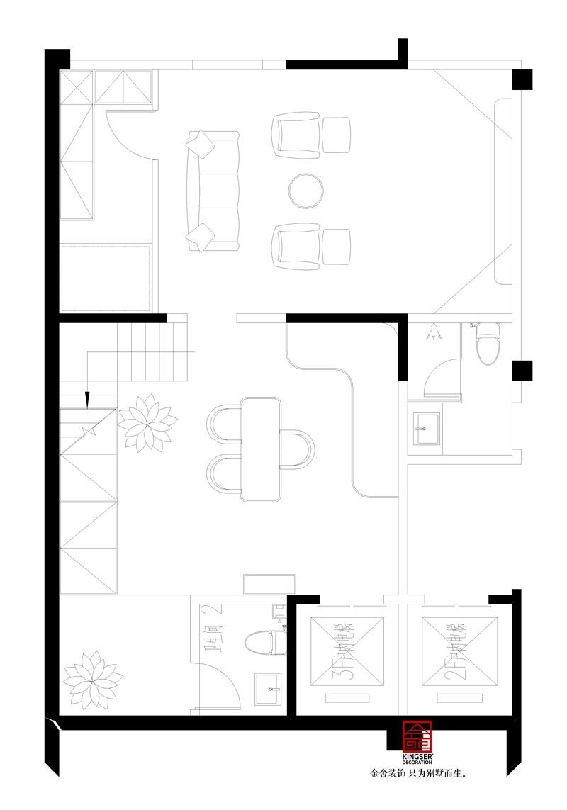 綠城桃花源309平米戶型負(fù)一層平面布置圖
