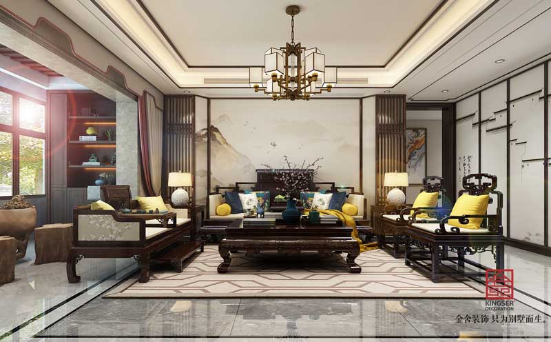 榮盛華府185平中式風格裝修設計案例