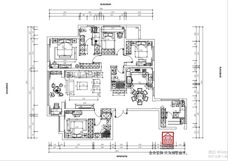 榮盛華府185平米戶型改造設(shè)計(jì)-平面布置圖