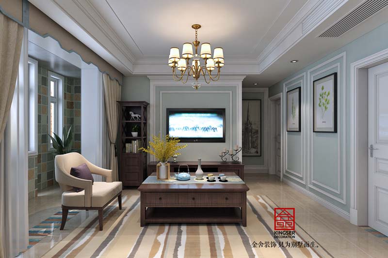 國賓壹號108平米清新美式裝修設(shè)計