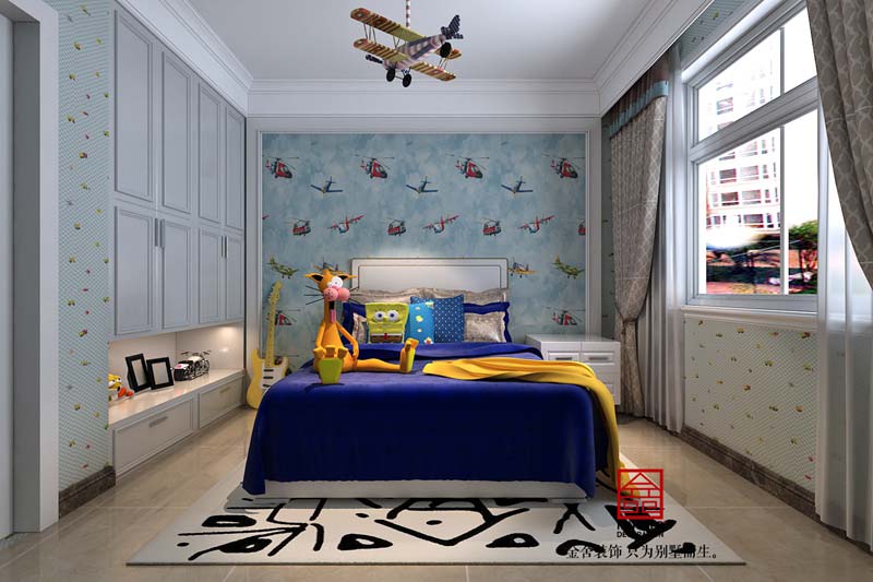 國賓壹號108平米清新美式裝修設(shè)計