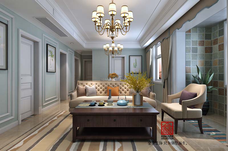 國賓壹號108平米清新美式裝修設(shè)計