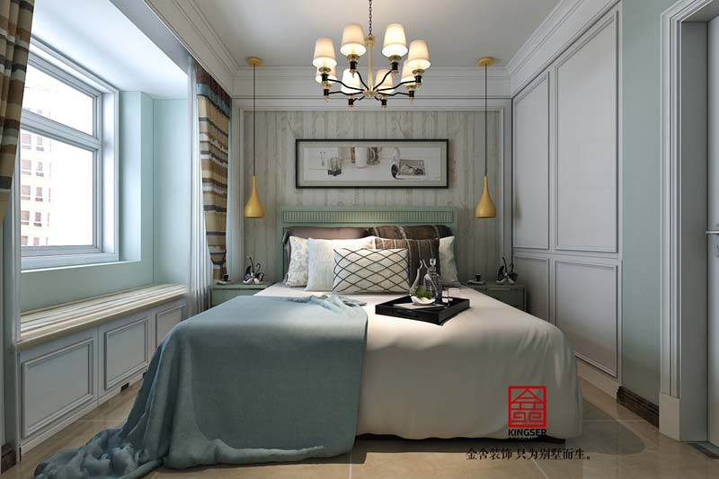 國賓壹號108平米清新美式裝修設(shè)計