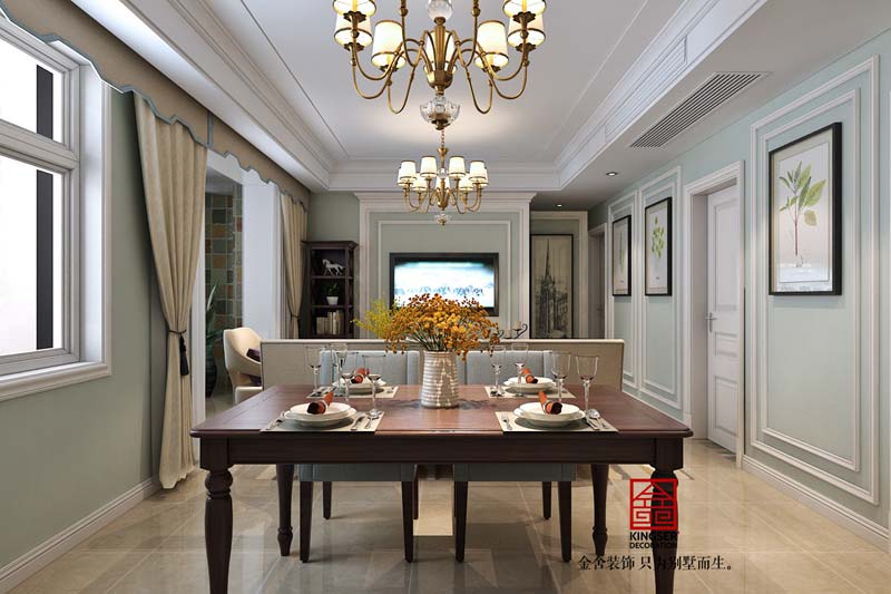 國賓壹號108平米清新美式裝修設(shè)計