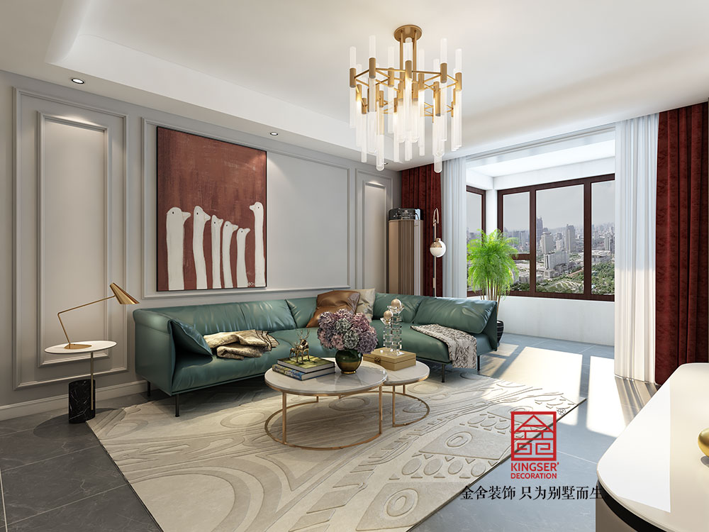 維多利亞135平米輕奢風格裝修-客廳