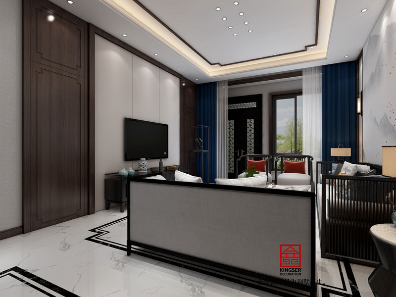 東南都會220平米裝修-新中式風格-客廳