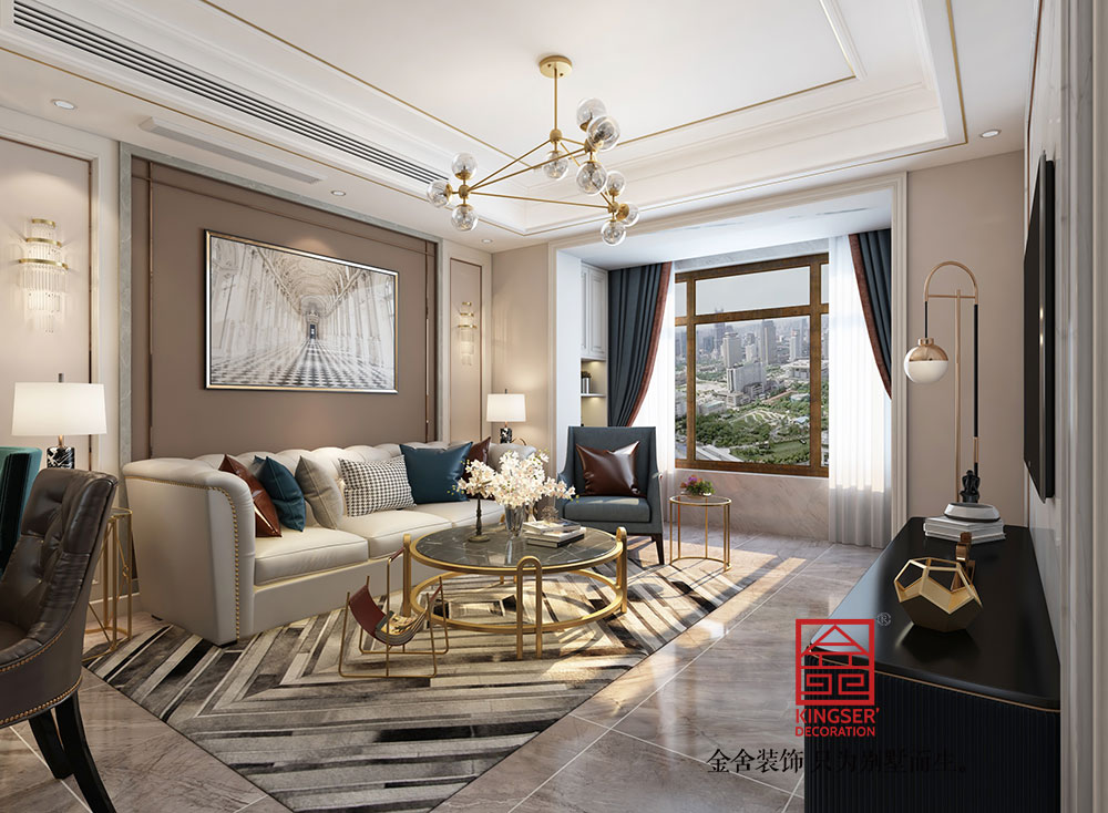 中山公館127平米裝修-輕奢風格-客餐廳