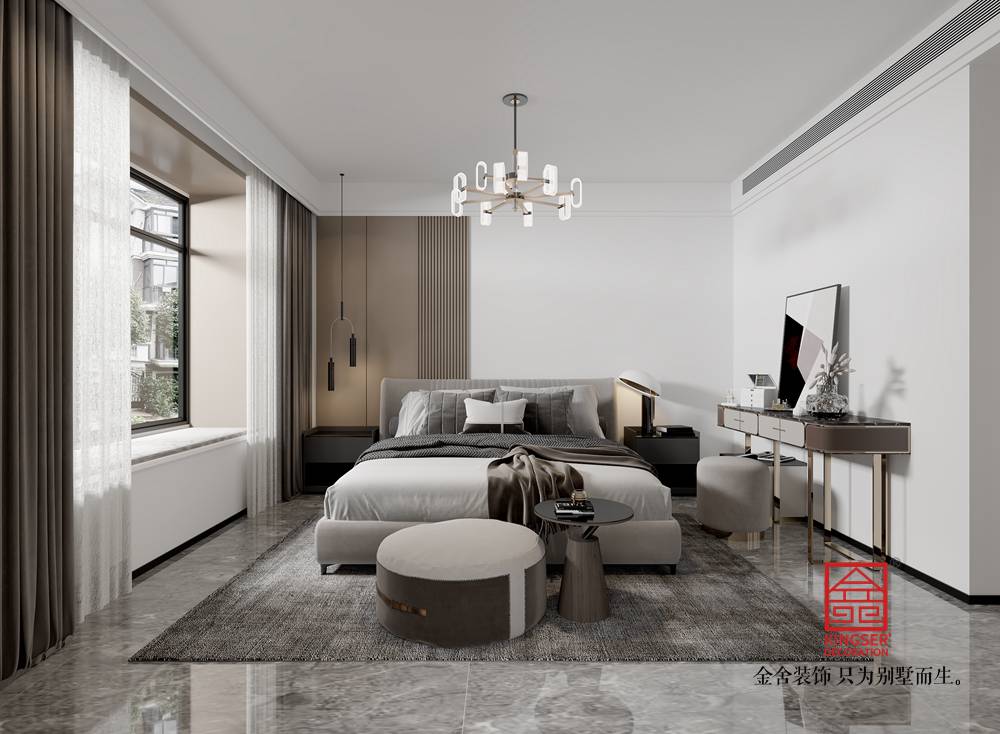 鉑宮后海180平米裝修-現(xiàn)代輕奢-臥室