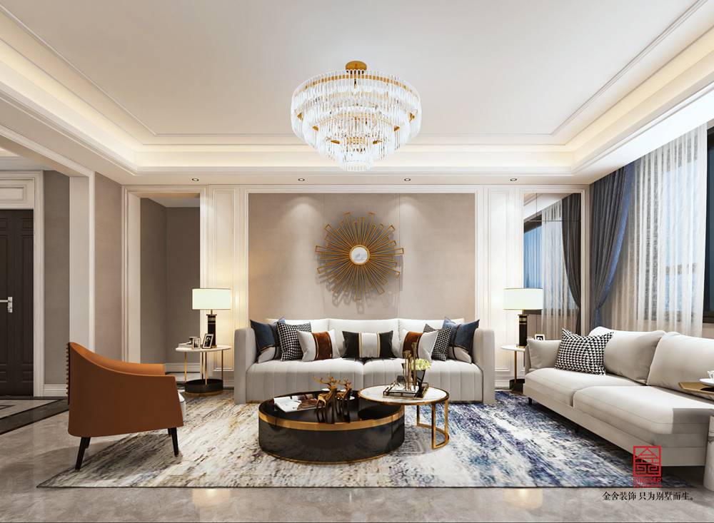 國赫天著155平米裝修-輕奢風格-客廳