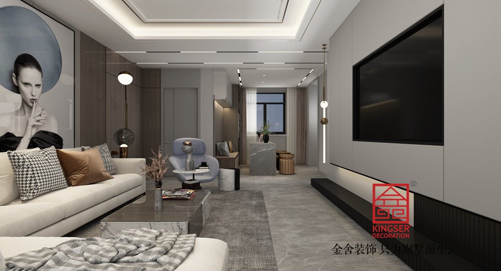 馨苑小區150平米現代輕奢風格裝修-客廳