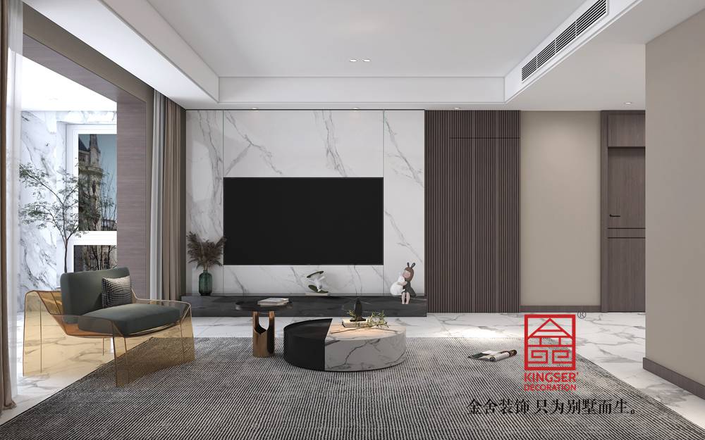 德賢華府175平米裝修-現代輕奢風格-客廳