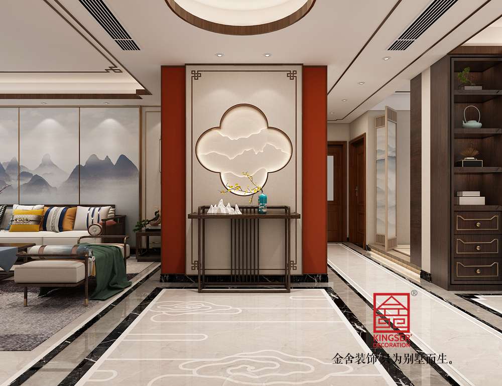 天山熙湖141平米新中式風格裝修-玄關