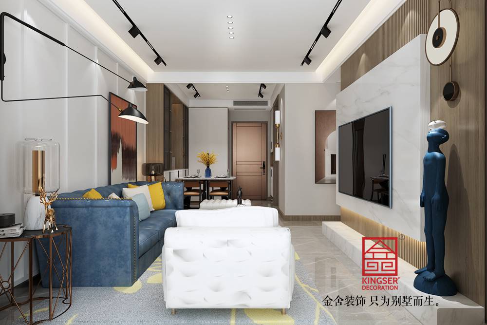 遠洋晟庭130平米現代風格裝修-客廳