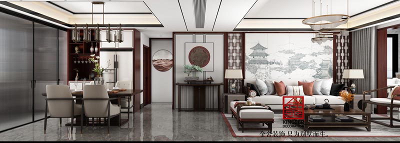 東城國際140平新中式風格裝修效果圖