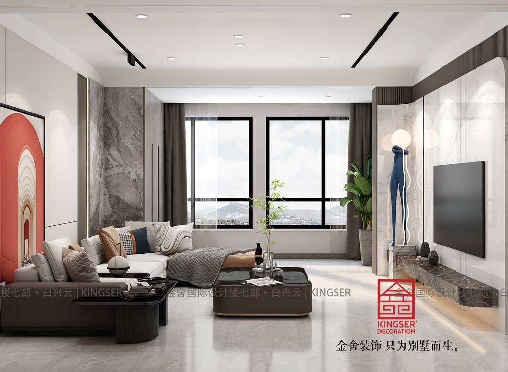 榮盛御府186平米現代輕奢風格裝修-客廳