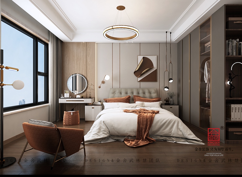 西山林語170平米輕奢風格裝修-臥室
