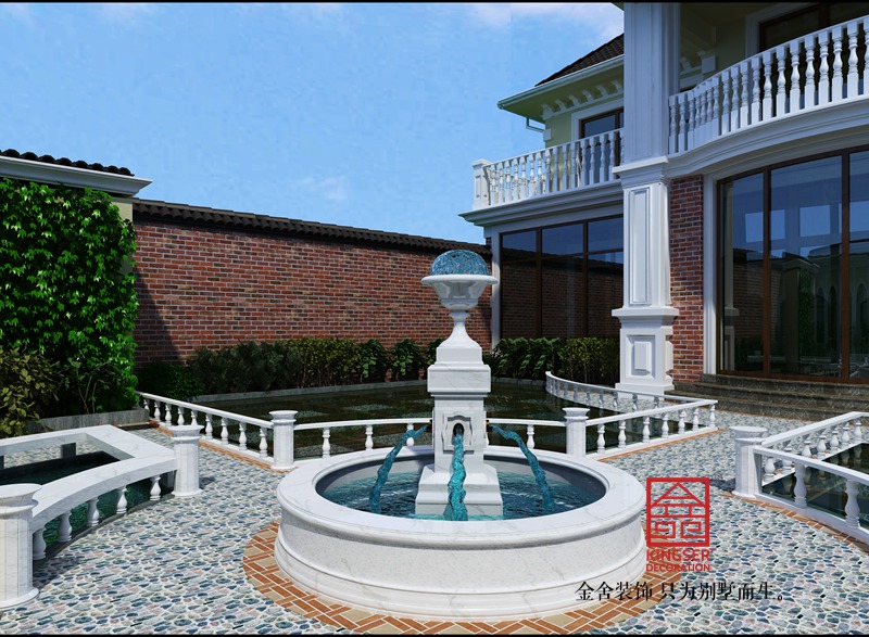 正定自建別墅1000平米中式風格裝修-庭院