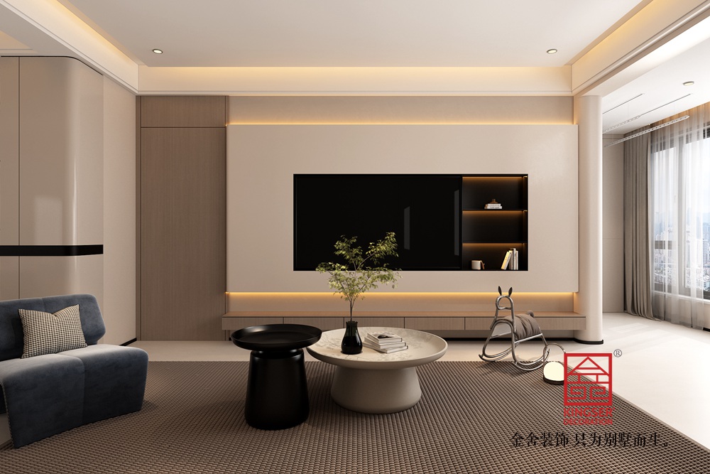 國仕山138平米現代極簡風格裝修-客廳