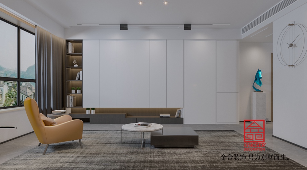 融創江坪園160平米現代極簡風格裝修-客廳