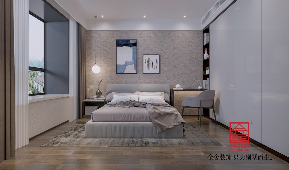 融創江坪園160平米現代極簡風格裝修-臥室