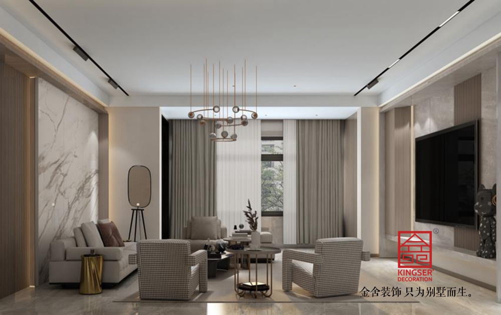 榮盛華府200平米現(xiàn)代簡約風(fēng)格裝修-客廳