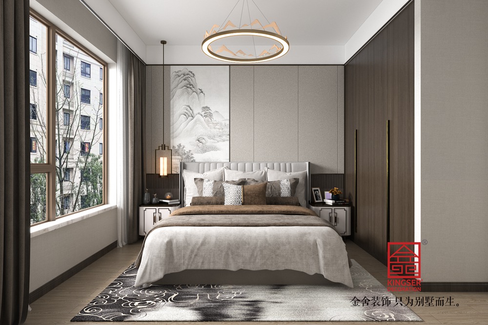國(guó)仕山190平米新中式風(fēng)格裝修-臥室