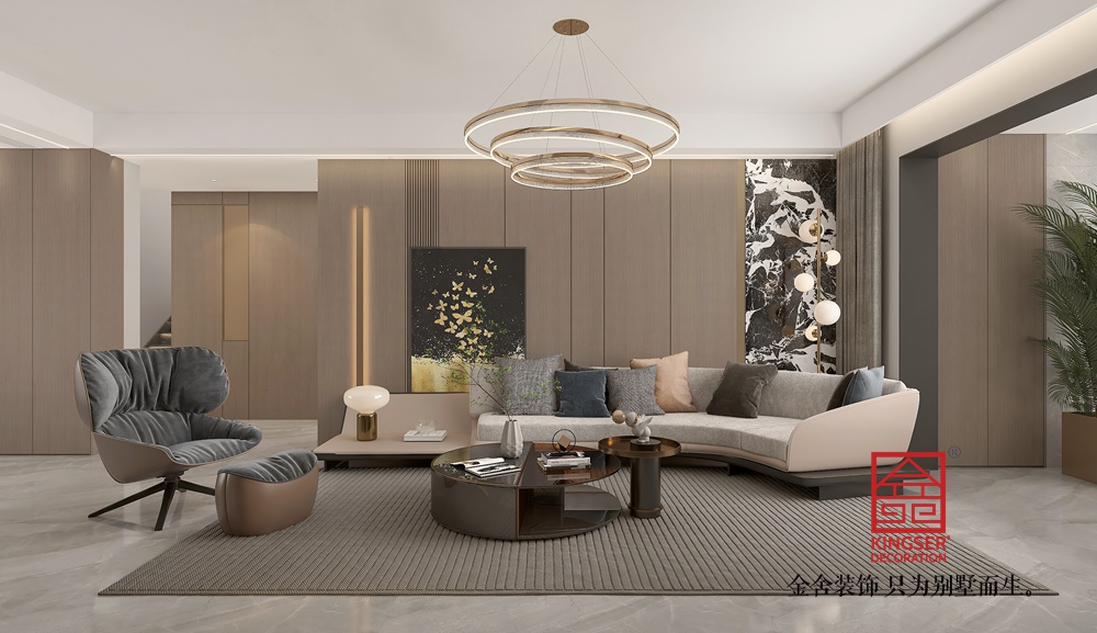 漢王府220平米意式輕奢風格裝修-客廳