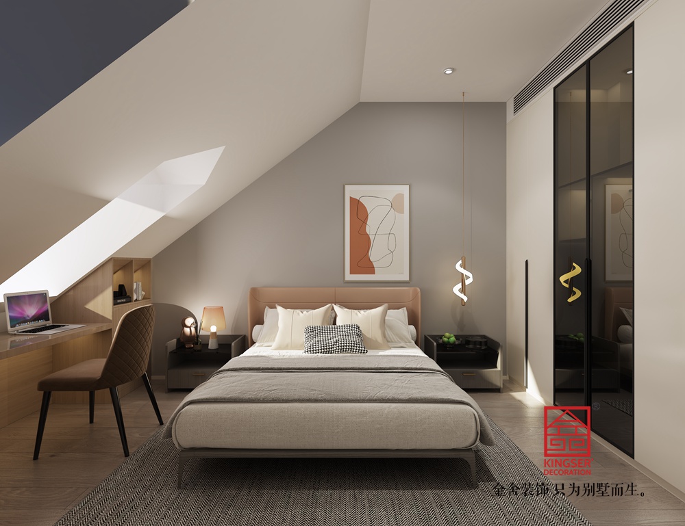 西山林語(yǔ)300平米躍層現(xiàn)代極簡(jiǎn)風(fēng)格裝修-臥室