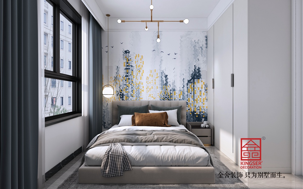 中冶德賢公館123平米極簡風(fēng)格裝修-臥室