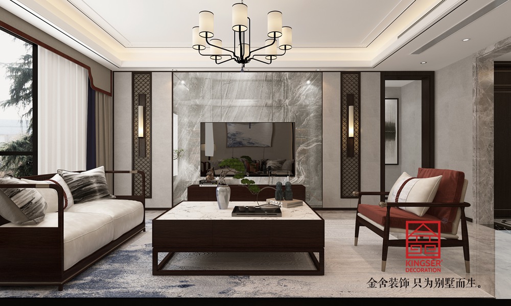 國(guó)赫天著151平米新中式風(fēng)格裝修-客廳