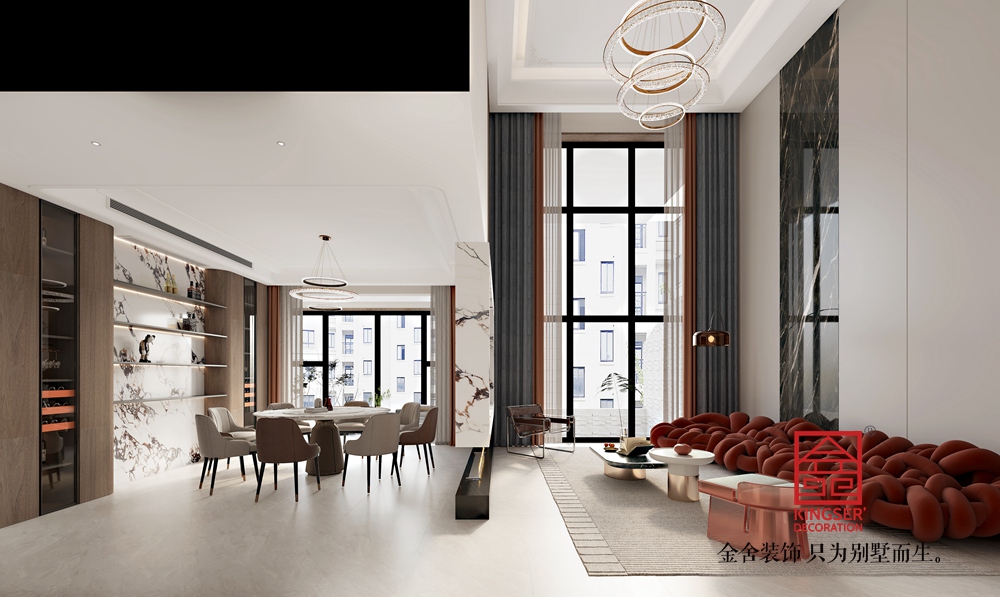 瑞凝府269平米現(xiàn)代輕奢風格裝修-客廳