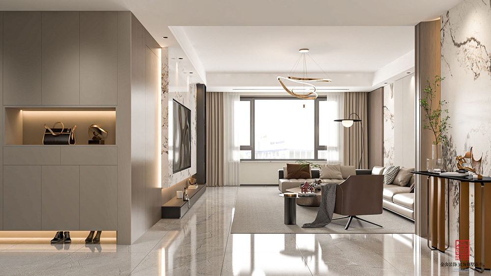 熙湖九里159平米意式簡(jiǎn)約風(fēng)格裝修-客廳