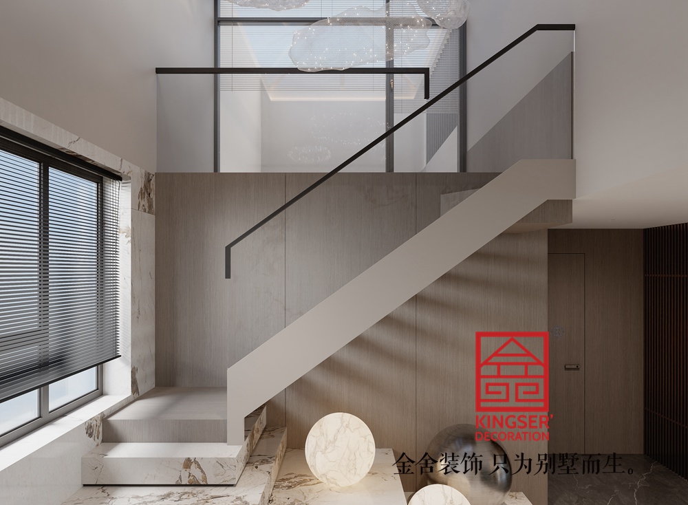 融創(chuàng)時(shí)代中心280平米現(xiàn)代奢華裝修-樓梯