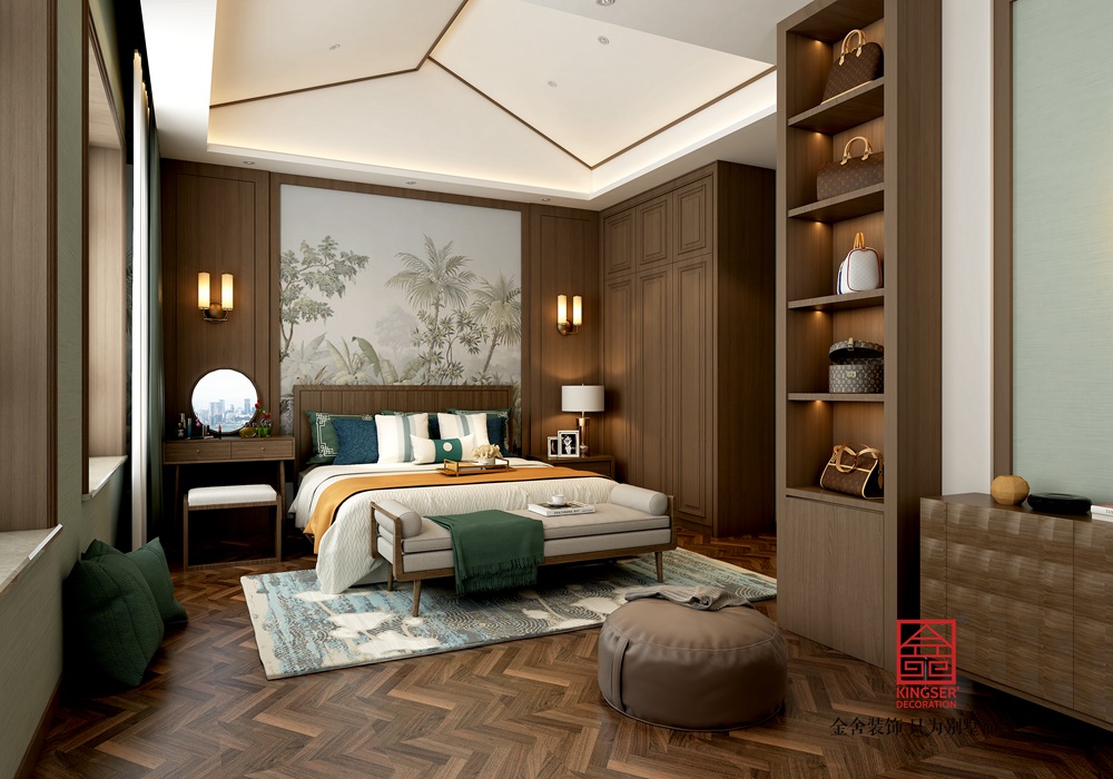 龍湖天宸原著250平米新中式風格裝修-主臥