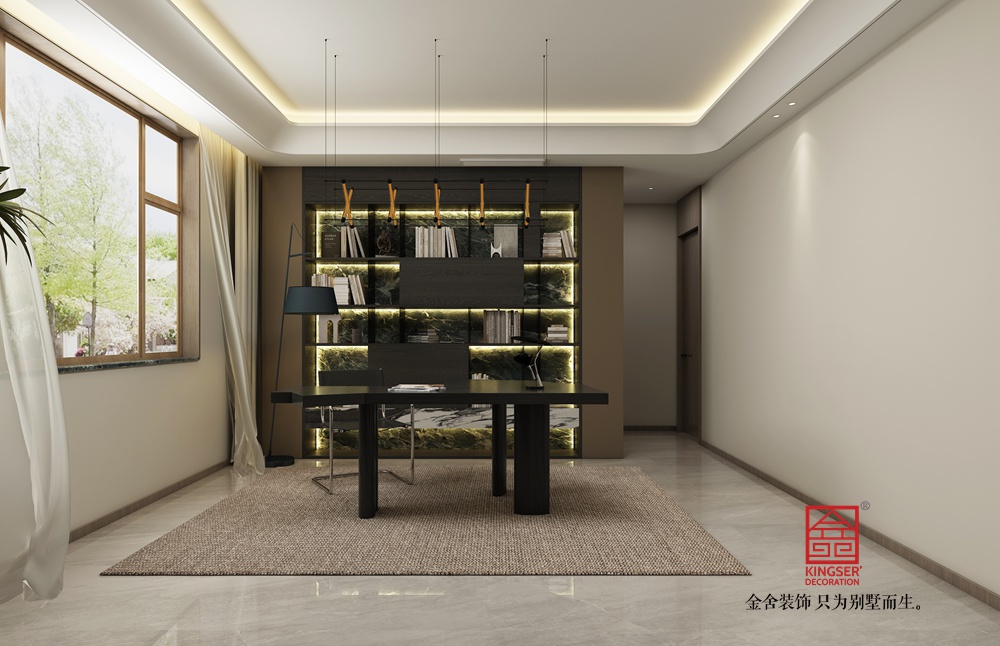 正定自建別墅260平米現代輕奢風格裝修-書房