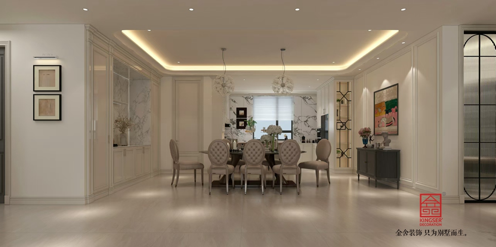 中海峯叁號院270平米簡約法式風格裝修-餐廳