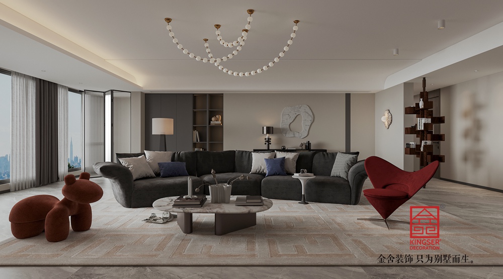 高新苑269平米現(xiàn)代簡約風(fēng)格裝修-客廳